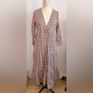 Zara Cotton voile maxi dress with tiers and pkt size M